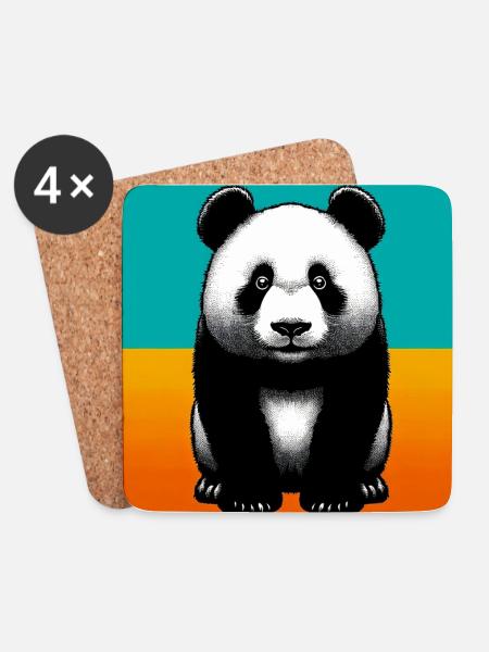 Panda - Untersetzer (4er-Set) - Weiß