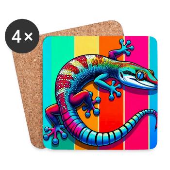 Gecko - Untersetzer (4er-Set) - Weiß - Vorne