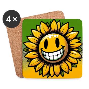 Sonnenblume - Untersetzer (4er-Set) - Weiß - Vorne