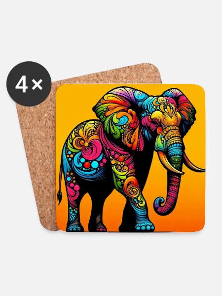 Elefant - Untersetzer (4er-Set) - Weiß