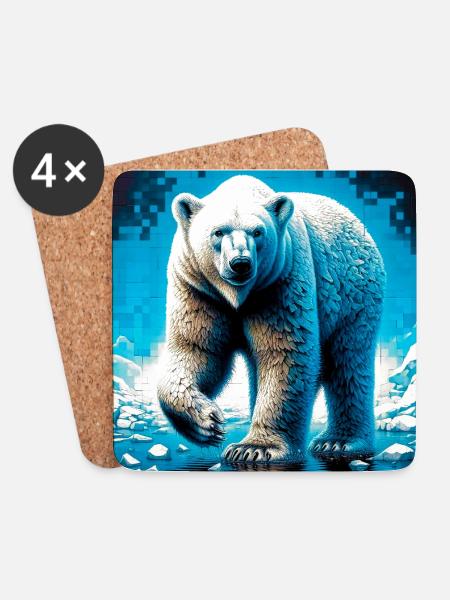 Eisbär - Untersetzer (4er-Set) - Weiß