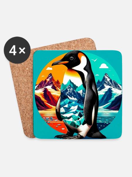 Pinguin - Untersetzer (4er-Set) - Weiß