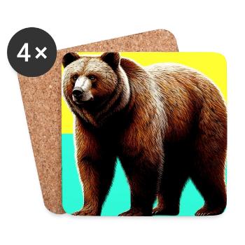 Bär - Untersetzer (4er-Set) - Weiß - Vorne