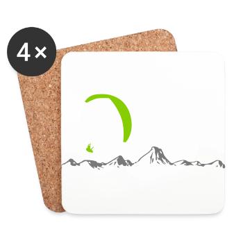 Gleitschirm Alpen - Untersetzer (4er-Set) - Weiß - Vorne