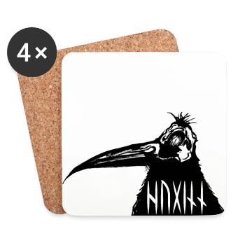 Nordic Viking Raven - Coasters (set of 4) - white - Front