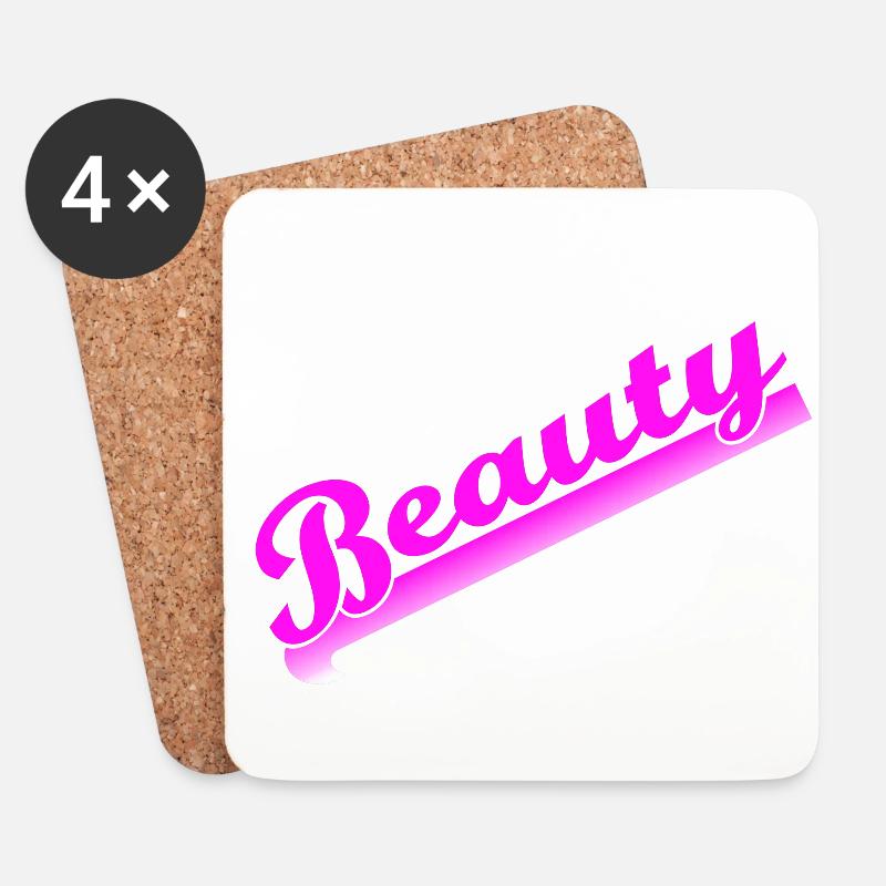 Beauty - Schriftzug pink - Untersetzer (4er-Set) - Weiß