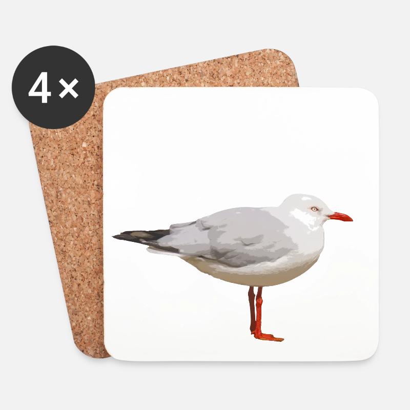 Möwe - Untersetzer (4er-Set) - Weiß