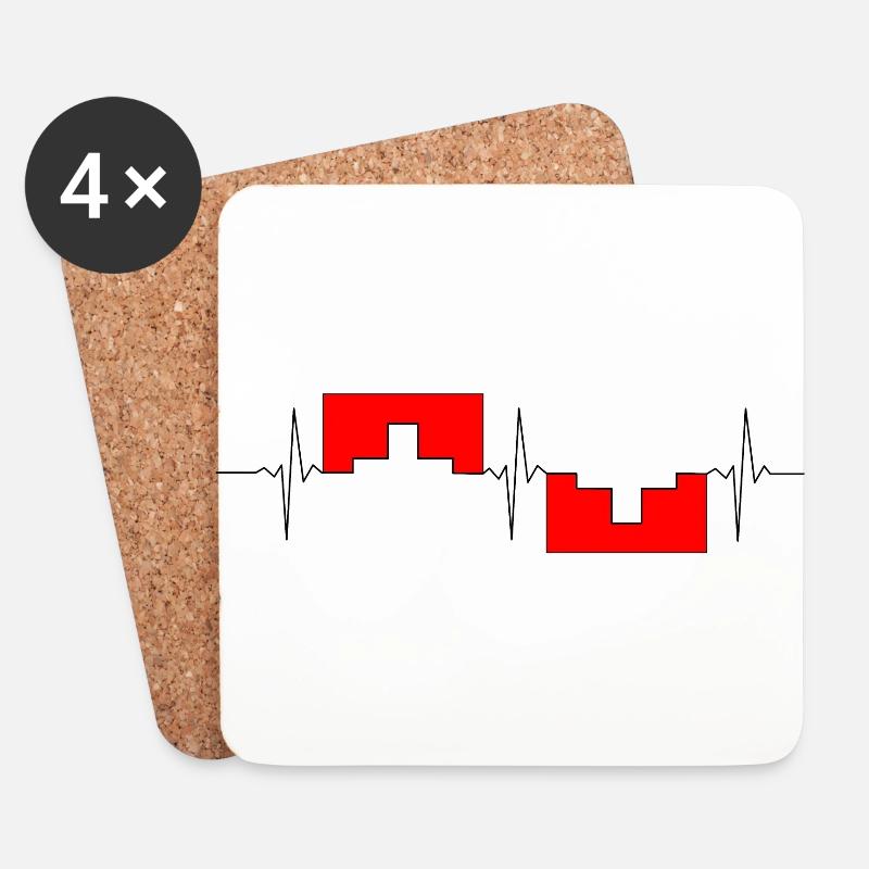 Herzfrequenz Schweiz - Untersetzer (4er-Set) - Weiß