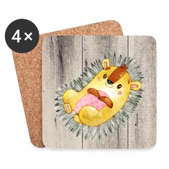 Tierfreunde im Wald - Der kleine Igel - Untersetzer (4er-Set) - Weiß - Vorne