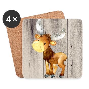 Tierfreunde im Wald - Der kleine Hirsch - Untersetzer (4er-Set) - Weiß - Vorne