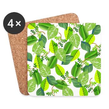 Green leaf collage - Coasters (set of 4) - white - Front