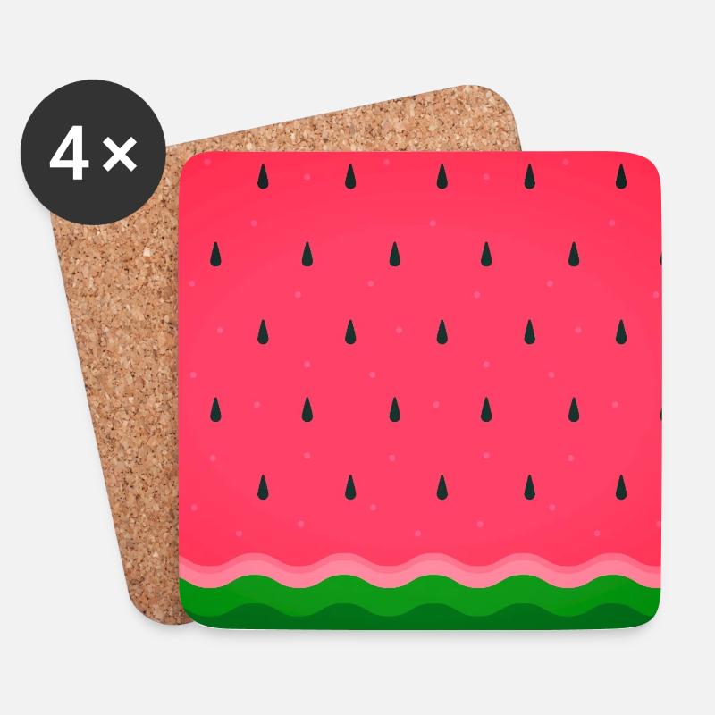 Watermelon summer fruit Fresh pattern - Coasters (set of 4) - white