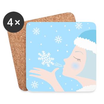 Winter - Untersetzer (4er-Set) - Weiß - Vorne