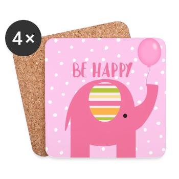 Little elephant - cheerful animal lover pink - Coasters (set of 4) - white - Front