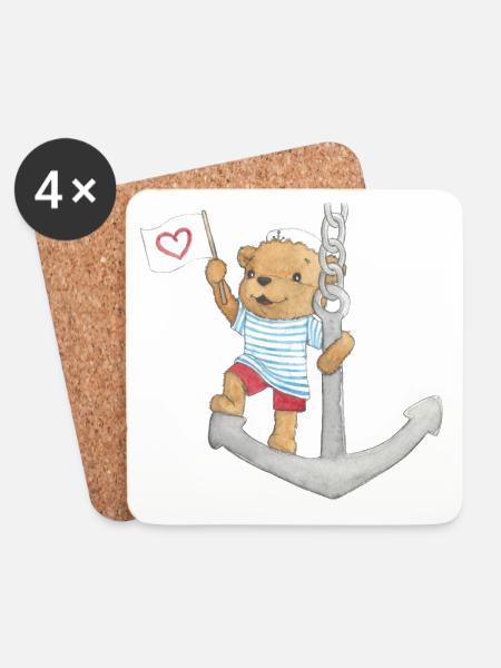 Ahoi, Teddy! - Untersetzer (4er-Set) - Weiß