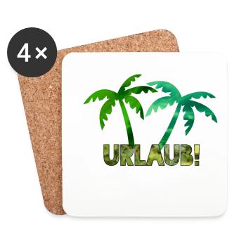 URLAUB - ENDLICH URLAUB PALMEN - Untersetzer (4er-Set) - Weiß - Vorne