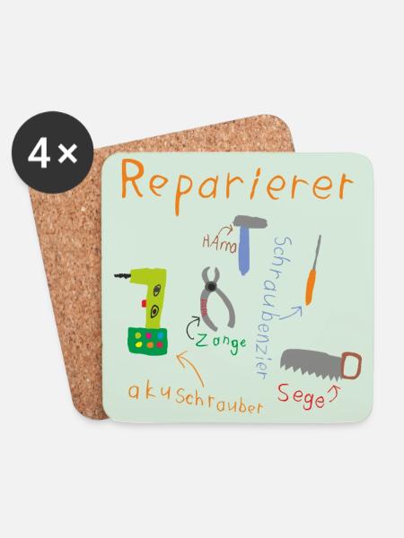 Reparierer - Untersetzer (4er-Set) - Weiß