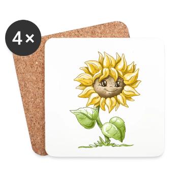 Tournesol - Dessous de verre (lot de 4) - blanc - Devant
