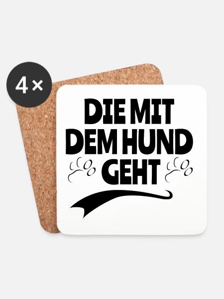 Die mit dem Hund geht - Untersetzer (4er-Set) - Weiß