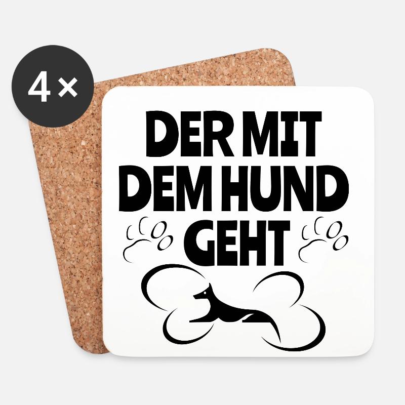 Der mit dem Hund geht - Untersetzer (4er-Set) - Weiß