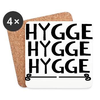 HYGGE HYGGE HYGGE - Untersetzer (4er-Set) - Weiß - Vorne