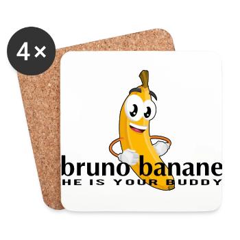 Bruno Banane (schwarz) - Untersetzer (4er-Set) - Weiß - Vorne