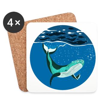 Humpback I humpback whale under water - Coasters (set of 4) - white - Front