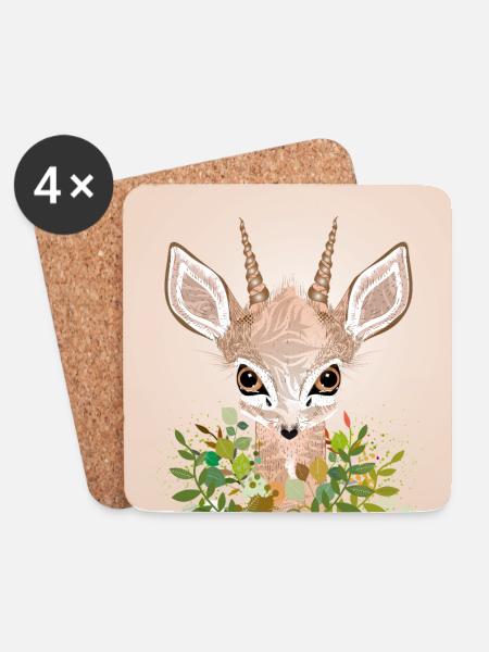 Zwergantilope Dikdik mit großen Augen - Untersetzer (4er-Set) - Weiß