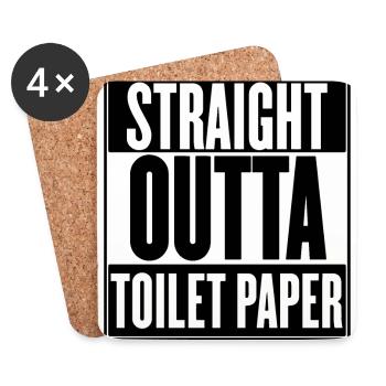 Chemises de papier hygiénique Straight Outta TP pénurie - Dessous de verre (lot de 4) - blanc - Devant