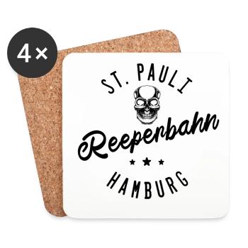 St. Pauli Hamburg Reeperbahn - Dessous de verre (lot de 4) - blanc - Devant