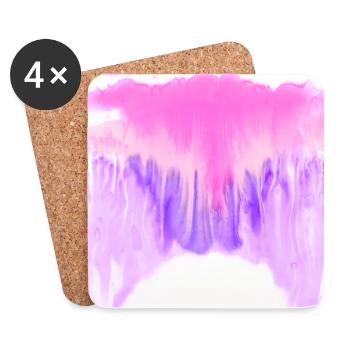 Aparell mit rosa und blauer Wasserfarbe - Untersetzer (4er-Set) - Weiß - Vorne