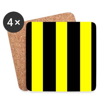 Stripes black yellow - Coasters (set of 4) - white - Front