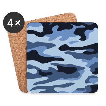 Blue camouflage - Coasters (set of 4) - white - Front