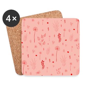 Motif botanique sauvage édition rose - Dessous de verre (lot de 4) - blanc - Devant