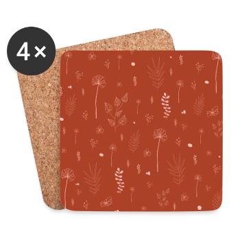 Wild Botanical Pattern Terracotta Edition - Untersetzer (4er-Set) - Weiß - Vorne