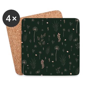 Wild Botanical Pattern Dark Green Edition - Untersetzer (4er-Set) - Weiß - Vorne