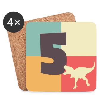 T-Rex Dinosaur | Gift idea for the 5th birthday - Coasters (set of 4) - white - Front