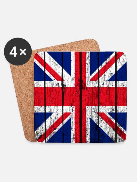 Britische Flagge - Untersetzer (4er-Set) - Weiß