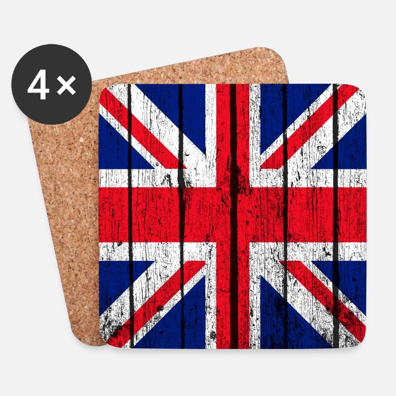 Britische Flagge - Untersetzer (4er-Set) - Weiß