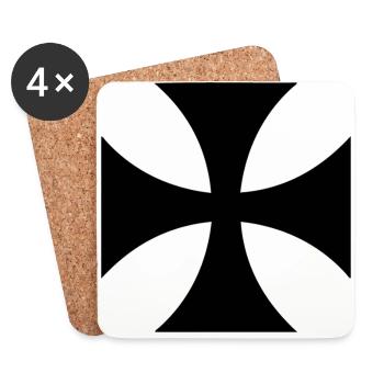 Schwarzes Templerkreuz - Untersetzer (4er-Set) - Weiß - Vorne