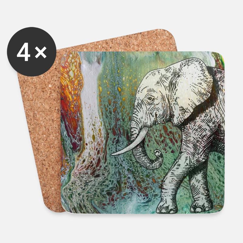 ART I Elefant II - Untersetzer (4er-Set) - Weiß
