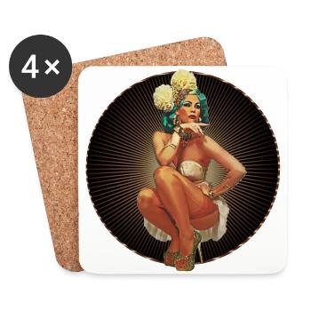 Burlesque Xarah als Pinupgirl Retro Pin Up Art - Untersetzer (4er-Set) - Weiß - Vorne