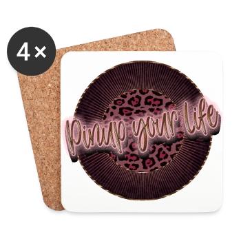 Pinup your Life - Leopard Pink - Coasters (set of 4) - white - Front