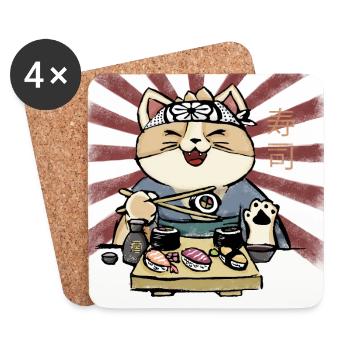 sushi cat - Coasters (set of 4) - white - Front