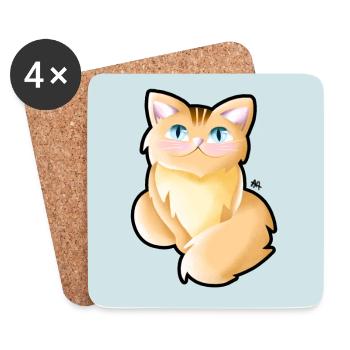 Katze - Untersetzer (4er-Set) - Weiß - Vorne