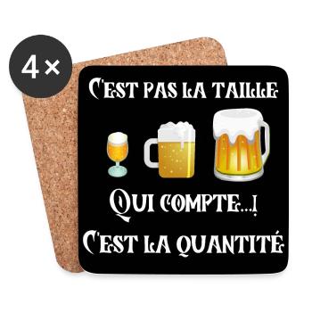 C'est pas la taille qui compte humour Bar alcool - Dessous de verre (lot de 4) - blanc - Devant