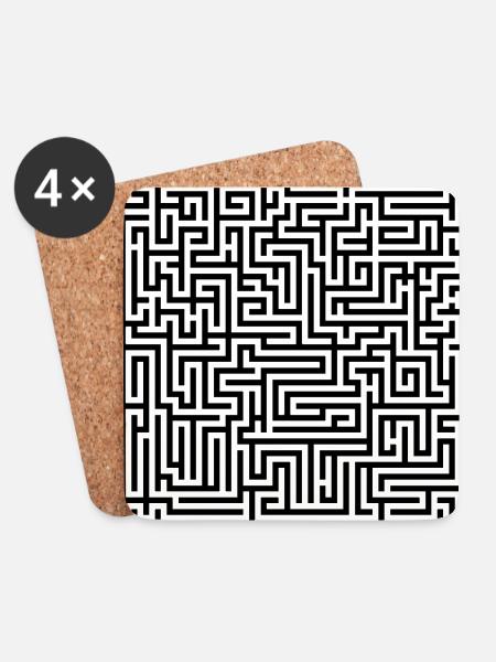 Labyrinth - Untersetzer (4er-Set) - Weiß