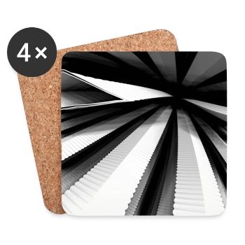 Art numérique 3D - abstrait noir et blanc cool - Dessous de verre (lot de 4) - blanc - Devant