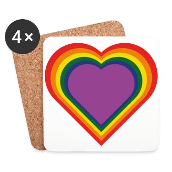 Rainbow heart - Coasters (set of 4) - white - Front
