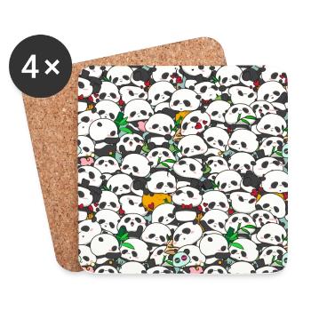 Süßes Panda Muster Pandabär - Untersetzer (4er-Set) - Weiß - Vorne